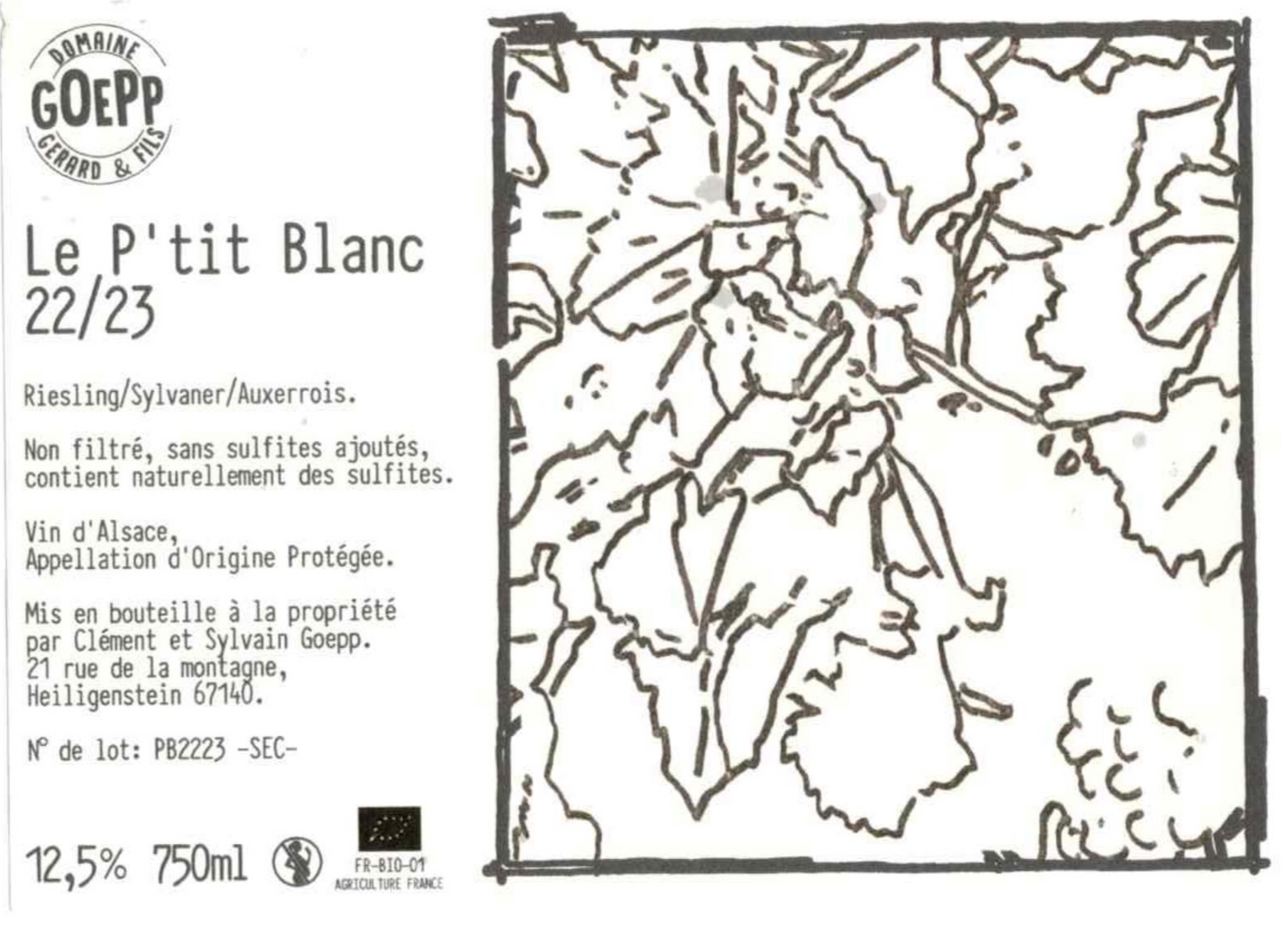 Domaine Goepp, Le P'tit Blanc, Sylvaner, Riesling, 2022/2023