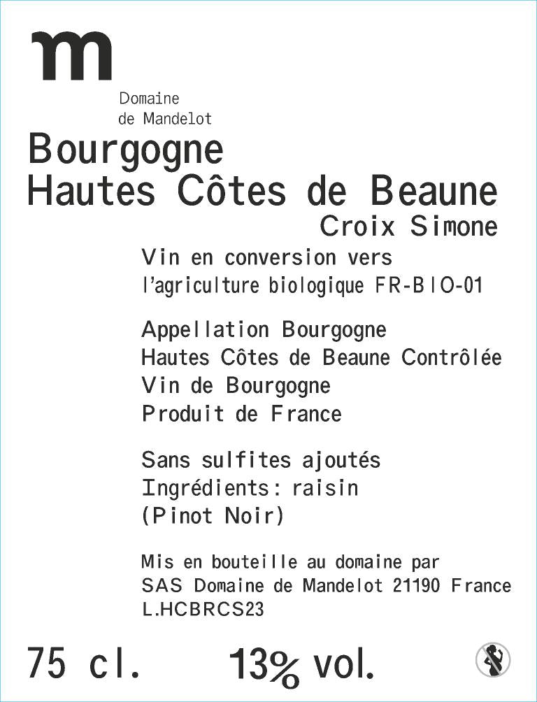 Domaine De Mandelot, Hautes-Côtes de Beaune Croix Simone 2023